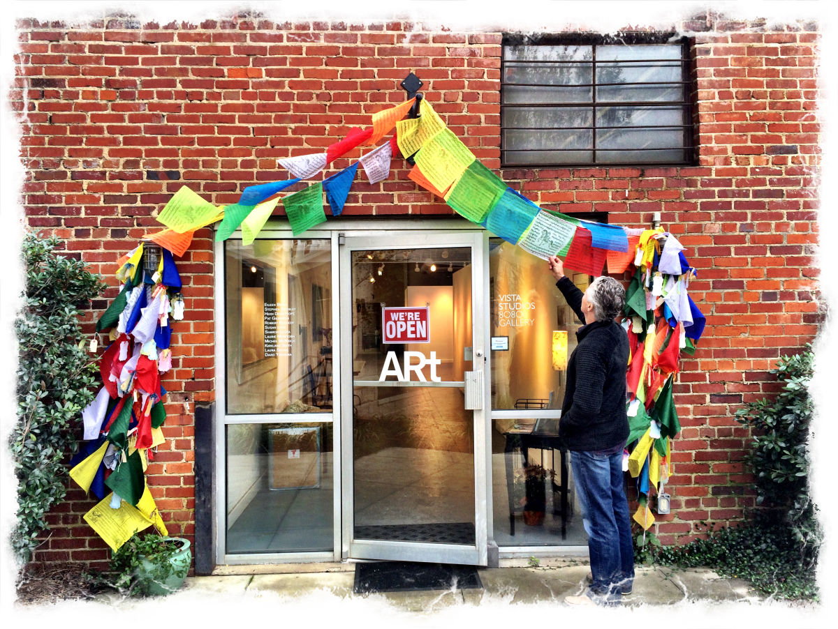After the exhibition came down, our community created Prayer Flags of Hope grace the entrance to Vista Studios. Their prayerful intentions continue to bless our beloved city.