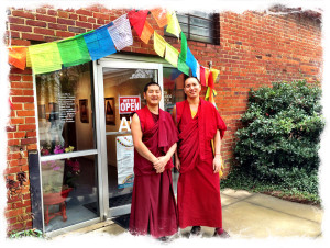 The Tibetan monks are ready to begin our community mandala.