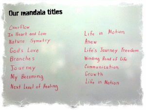 Titles of our individual mandalas